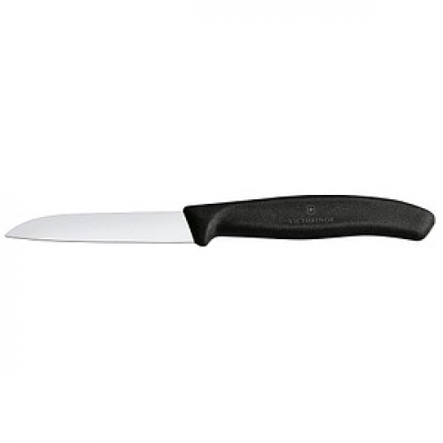 VICTORINOX Gemüsemesser silber, schwarz glänzend, poliert, Klinge: 8,0 cm