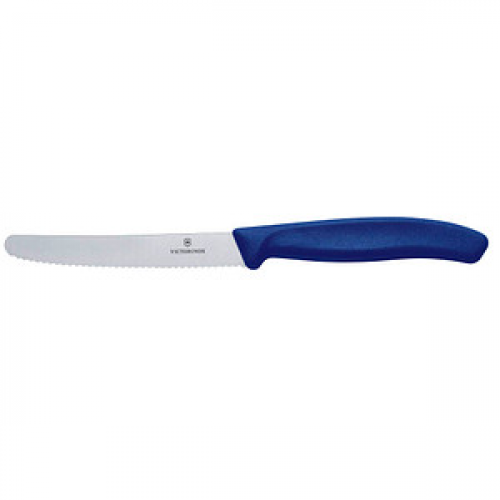 VICTORINOX Gemüsemesser Swiss Classic silber, blau glatt, Klinge: 11,0 cm