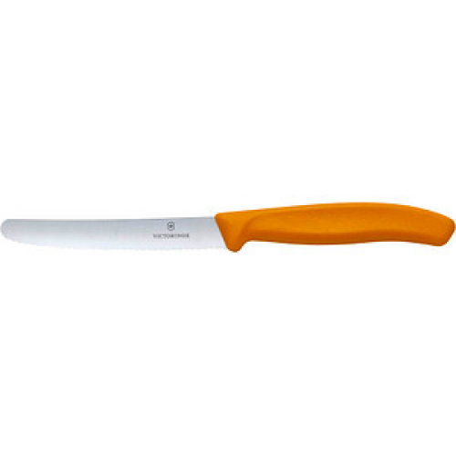 VICTORINOX Gemüsemesser Swiss Classic silber, orange glatt, Klinge: 11,0 cm