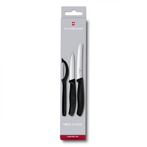 VICTORINOX Gemüsemesser Swiss Classic silber, schwarz glatt