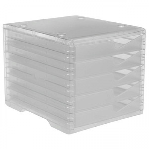 styro Schubladenbox styroswingbox light  transparent 275-8430.224, DIN C4 mit 5 Schubladen