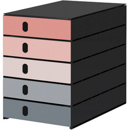 styro Schubladenbox styroval pro Emotions Advent  rosa, grau 14-8000.AD, DIN C4 mit 5 Schubladen