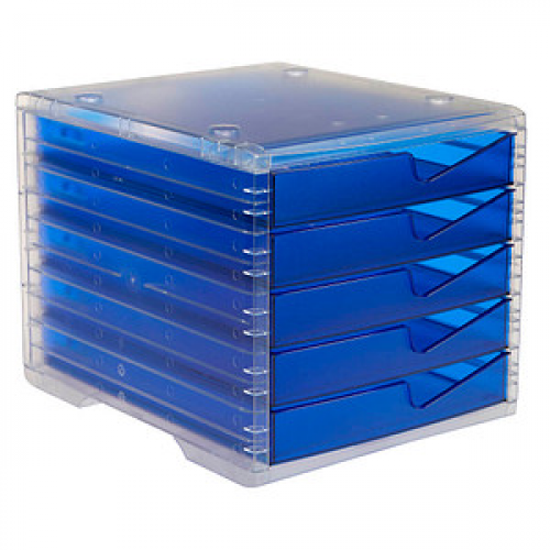 styro Schubladenbox styroswingbox light  blau 275-8430.324, DIN C4 mit 5 Schubladen