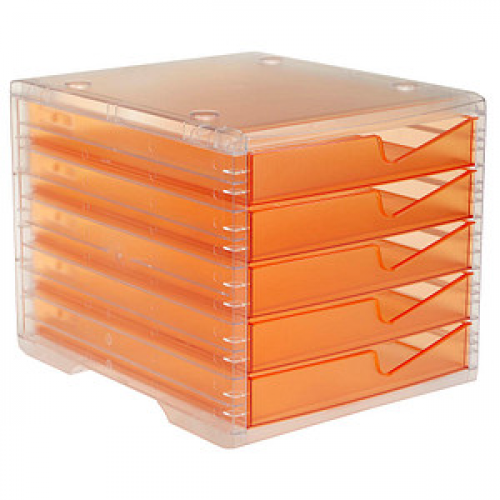 styro Schubladenbox styroswingbox light  apricot 275-8430.24124, DIN C4 mit 5 Schubladen