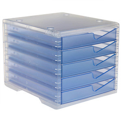 styro Schubladenbox styroswingbox light  cornflower 275-8430.26224, DIN C4 mit 5 Schubladen