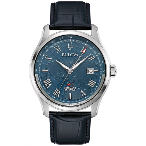 Bulova 96B385 Herren-Automatikuhr Wilton GMT Schwarz/Blau