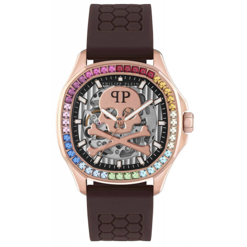 Philipp Plein PWRAA0623 Unisex-Armbanduhr Automatik Braun/Roségoldfarben