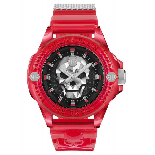 Philipp Plein PWWAA0223 Unisex-Armbanduhr The $kull Synthetic Rot