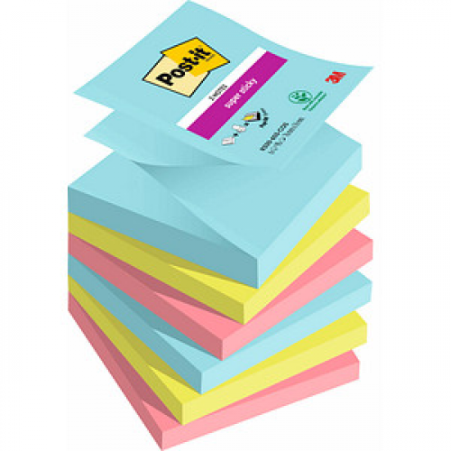 Post-it® Super Sticky Z-Notes Miami Haftnotizen extrastark farbsortiert, 6 Blöcke