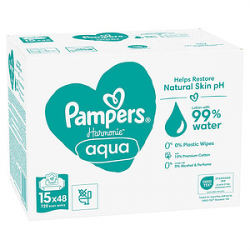 Pampers® Feuchttücher aqua Harmonie™ 1-lagig weiß, 720 St.