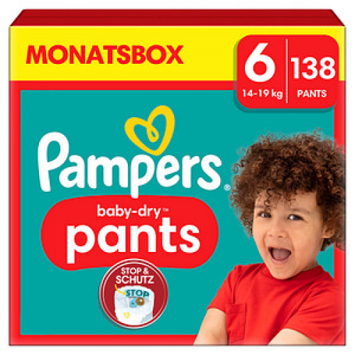 Pampers® Windeln baby-dry™ Monatsbox Größe Gr.6 (14-19 kg) für Kids und Teens (4-12 Jahre), 138 St.