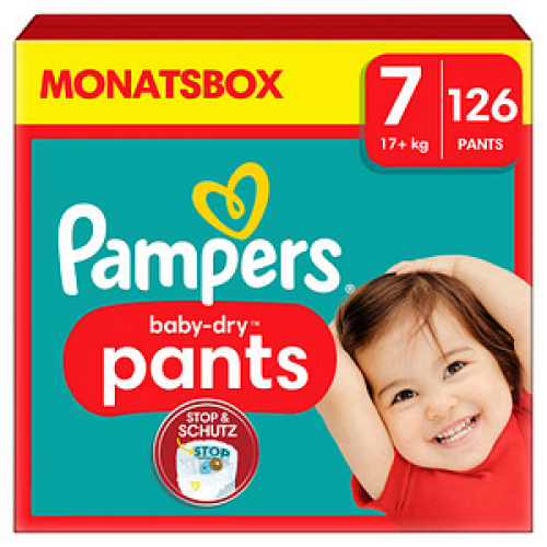 Pampers® Windeln Monatsbox baby-dry™ pants Größe Gr.7 (17+ kg) für Kids und Teens, 126 St.