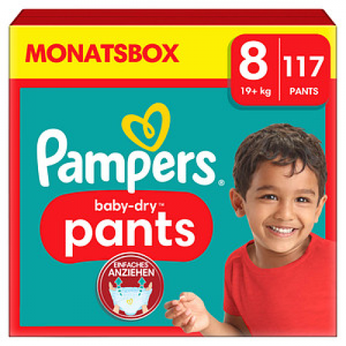 Pampers® Windeln Monatsbox baby-dry™ pants Größe Gr.8 (19+ kg) für Kids und Teens, 117 St.