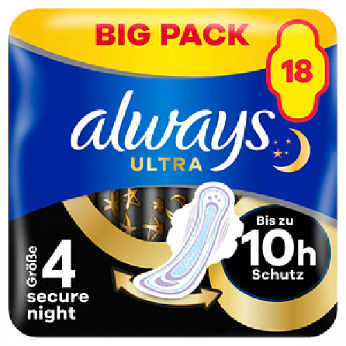 always Binden Ultra Secure Night mit Flügeln, 18 St.