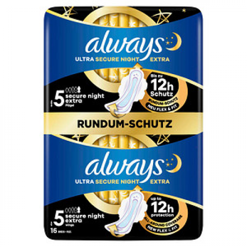 always Binden Ultra Secure Night Extra mit Flügeln, 16 St.