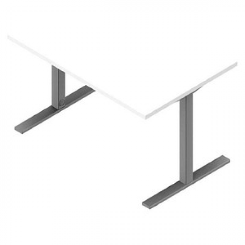 Quadrifoglio Schreibtisch weiß rechteckig, C-Fuß-Gestell silber 120,0 x 80,0 cm