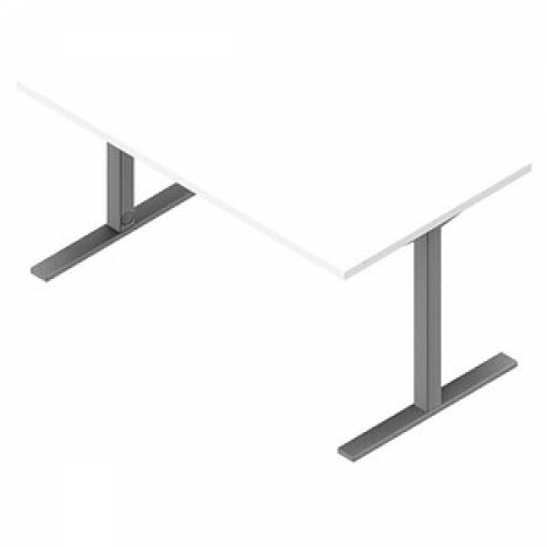 Quadrifoglio Schreibtisch weiß rechteckig, C-Fuß-Gestell silber 140,0 x 80,0 cm