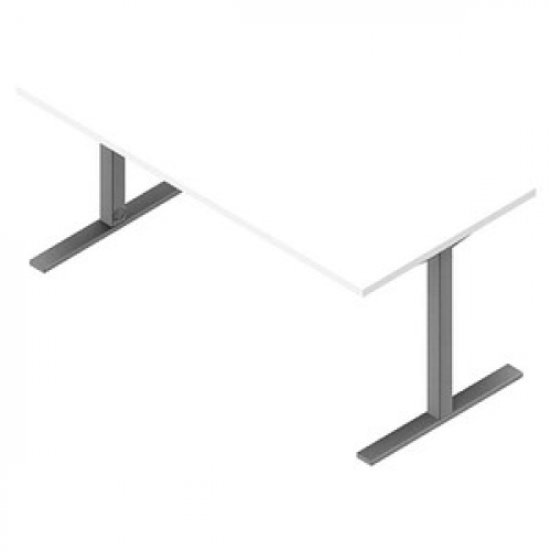 Quadrifoglio Schreibtisch weiß rechteckig, C-Fuß-Gestell silber 160,0 x 80,0 cm