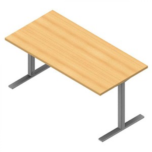 Quadrifoglio Schreibtisch buche rechteckig, C-Fuß-Gestell silber 160,0 x 80,0 cm