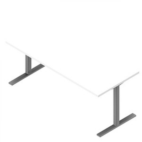Quadrifoglio Schreibtisch weiß rechteckig, C-Fuß-Gestell silber 180,0 x 80,0 cm