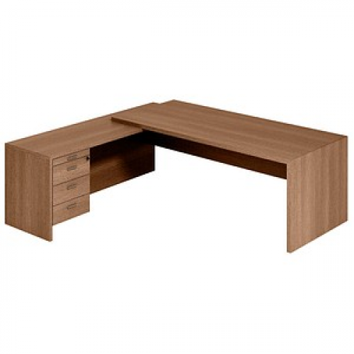 Quadrifoglio T45 Schreibtisch nussbaum L-Form, Wangen-Gestell nussbaum 200,0 x 194,0 cm