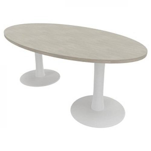 Quadrifoglio Konferenztisch Idea+ beton oval, Säulenfuß weiß, 200,0 x 110,0 x 74,0 cm