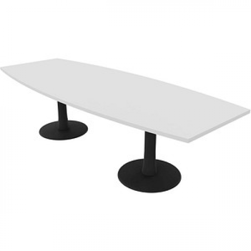 Quadrifoglio Konferenztisch Idea+ weiß Tonnenform, Säulenfuß grau, 280,0 x 80,0 - 110,0 x 74,0 cm