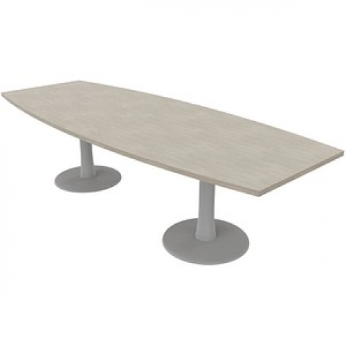 Quadrifoglio Konferenztisch Idea+ beton Tonnenform, Säulenfuß silber, 280,0 x 80,0 - 110,0 x 74,0 cm