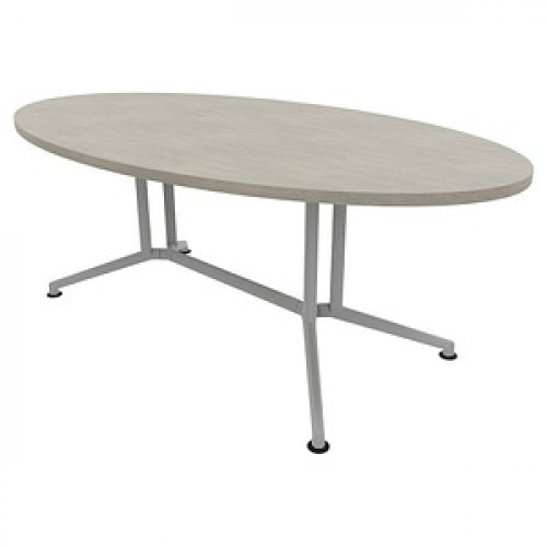 Quadrifoglio Konferenztisch X2 beton oval, V-Gestell alu, 200,0 x 110,0 x 74,0 cm