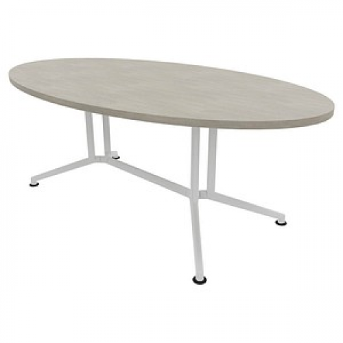 Quadrifoglio Konferenztisch X2 beton oval, V-Gestell weiß, 200,0 x 110,0 x 74,0 cm