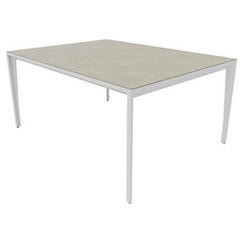 Quadrifoglio Konferenztisch X5 beton rechteckig, Vierkantrohr weiß, 160,0 x 120,0 x 75,0 cm