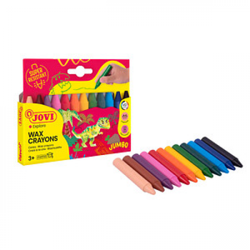 JOVI Wax Crayons Jumbo Wachsmalstifte farbsortiert, 12 St.