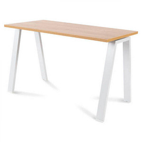 rocada BLANCA höhenverstellbarer Schreibtisch eiche/weiß rechteckig, 4-Fuß-Gestell weiß 120,0 x 60,0 cm