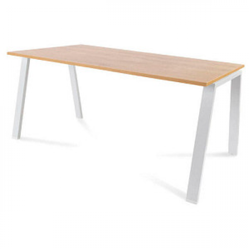 rocada BLANCA höhenverstellbarer Schreibtisch eiche/weiß rechteckig, 4-Fuß-Gestell weiß 160,0 x 80,0 cm