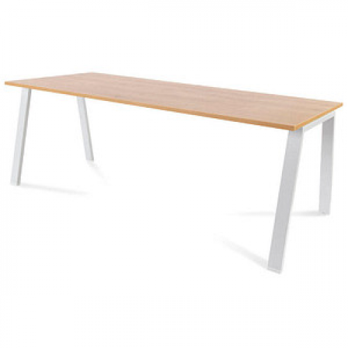 rocada BLANCA höhenverstellbarer Schreibtisch eiche/weiß rechteckig, 4-Fuß-Gestell weiß 200,0 x 80,0 cm