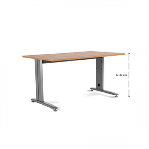 rocada METAL höhenverstellbarer Schreibtisch eiche rechteckig, T-Fuß-Gestell grau 160,0 x 80,0 cm