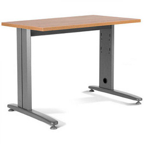 rocada METAL höhenverstellbarer Schreibtisch eiche rechteckig, T-Fuß-Gestell grau 120,0 x 60,0 cm