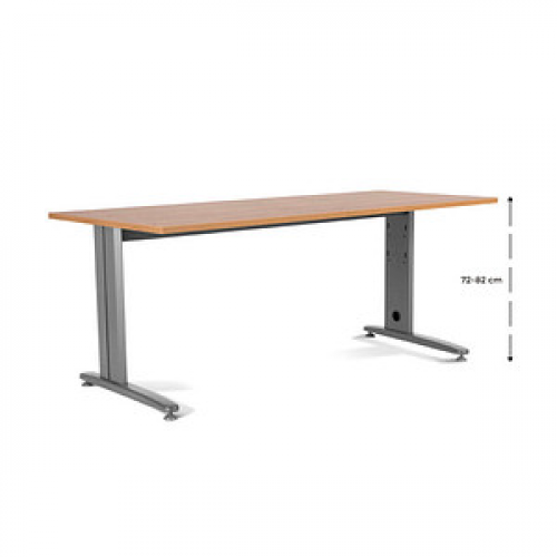 rocada METAL höhenverstellbarer Schreibtisch eiche rechteckig, T-Fuß-Gestell grau 200,0 x 80,0 cm