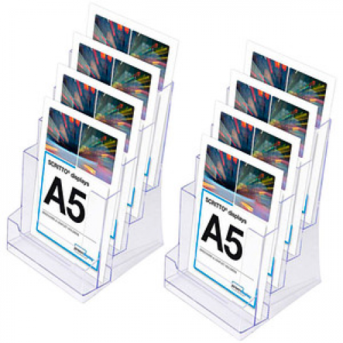 2 Showdown® Displays Tischprospekthalter SL transparent DIN A5 4 Fächer
