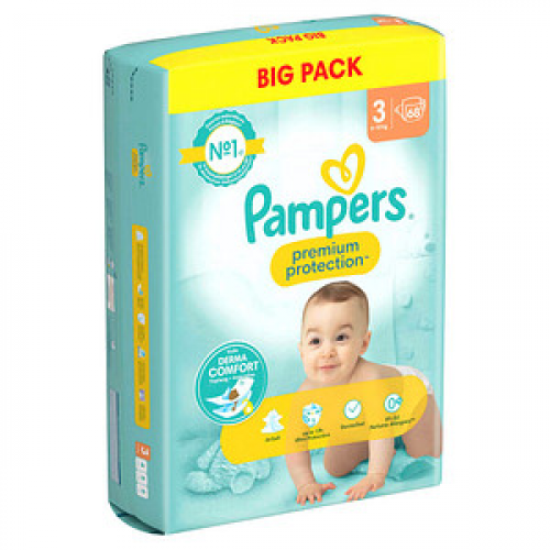 Pampers® Windeln premium protection™ BIG PACK Größe Gr.3 (6-10 kg) für Babys und Kleinkinder (4-18 Monate), 58 St.