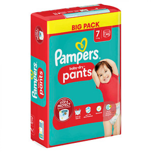 Pampers® Windeln baby-dry™ BIG PACK  Größe Gr.7 (17+ kg) für Kids und Teens (4-12 Jahre), 36 St.