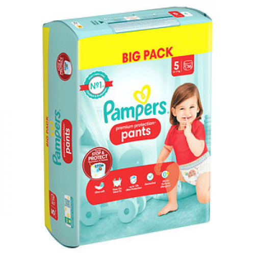 Pampers® Windeln premium protection™ BIG PACK Größe Gr.5 (12-17 kg) für Babys und Kleinkinder (4-18 Monate), 34 St.