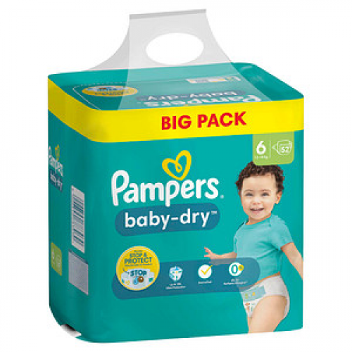 Pampers® Windeln baby-dry™ BIG PACK  Größe Gr.6 (13-18 kg) für Kids und Teens (4-12 Jahre), 44 St.