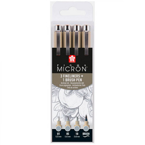 Sakura Pigma Micron Fineliner-Set farbsortiert 0,25 + 0,45 + 0,60 mm, 4 St.