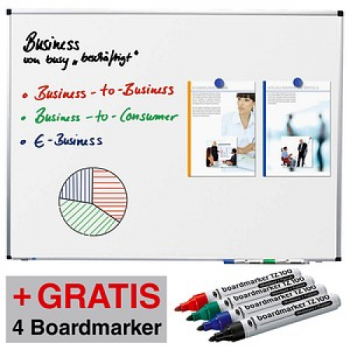 AKTION: Legamaster Whiteboard PREMIUM 200,0 x 100,0 cm weiß spezialbeschichteter Stahl + GRATIS 4 Boardmarker TZ 100 farbsortiert
