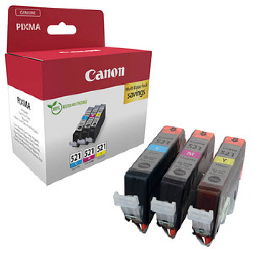 Canon CLI-521 C/M/Y  cyan, magenta, gelb Druckerpatronen, 3er-Set