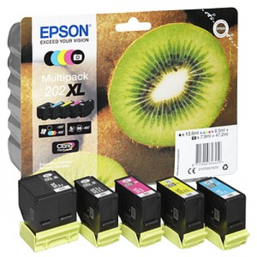 EPSON 202XL/T02G74  schwarz, Foto schwarz, cyan, magenta, gelb Druckerpatronen, 5er-Set