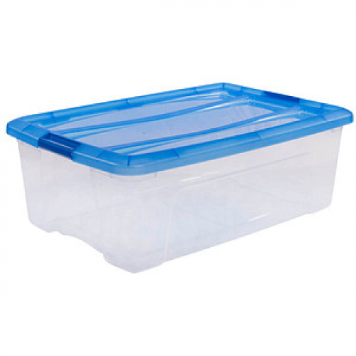 IRIS Ohyama Clear NTB Aufbewahrungsbox 30,0 l transparent, blau 39,5 x 57,5 x 20,5 cm