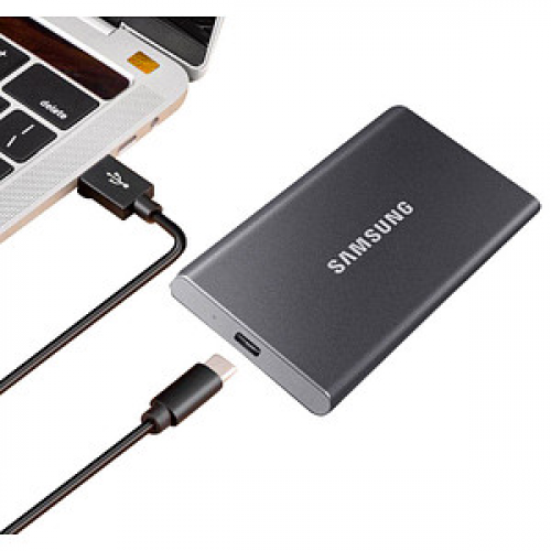 SAMSUNG Portable T7 2 TB externe SSD-Festplatte grau