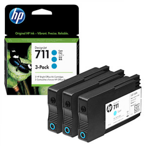 HP 711 (CZ134A) cyan Druckerpatronen, 3er-Set